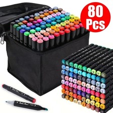 Markers Colors Graphic Drawing Painting Alcohol Art Dual Tip Sketch Pens 80 PCSD
