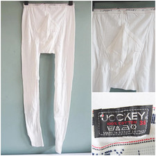 Vintage 1980s Mens Long Johns Jockey Underwear Unused White Y Fronts 36"