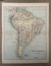 Antique Map South America c1870s – Fold-Out Victorian Atlas Print – Original