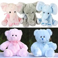 Plush Super Soft Teddy Bear Elephant Cuddly Toy Baby Gift with Ribbon Pink/Blue