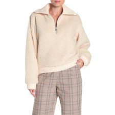 Lovers + Friends Faux Fur Cream Colored Quarter Zip Sweater - Women's Size Small