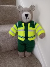 new hand knitted teddy bear in