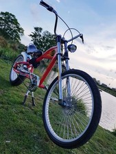 LA bicycle Lowrider Red chopper bike Harley cycle cruiser with Sensor alarm.