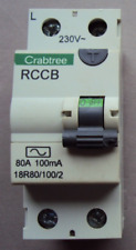CRABTREE 18R80/100/2 80A 100mA RCCB 2 POLE EN 61008 80 AMP DP RCD RCCD