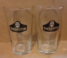 2 x Theakston Brewery new Theakston pint glasses x 2 homebar mancave display