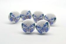 White blue butterfly ceramic - blue,
