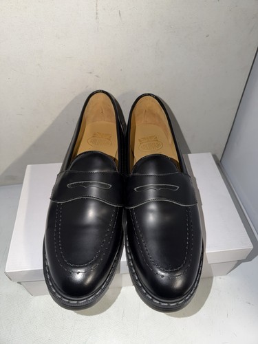 Solovair black leather penny - black,