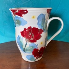 Poole Pottery Tchalenko Poppy Jug. 20 cm. 1.5 litres.  Cool chic blue red floral