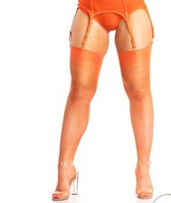 Gio Tangerine Dream   Point Heel Fully Fashioned Seamed Stockings 9.5 Brand New