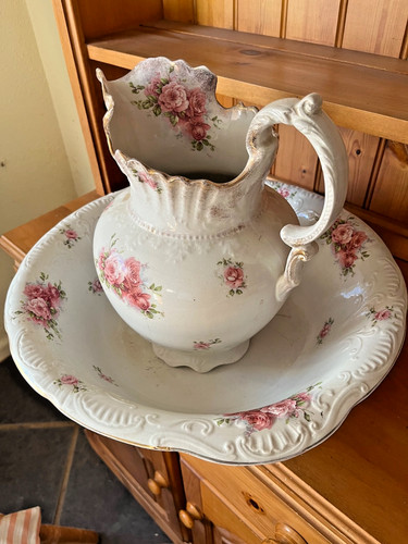 Antique water jug and bowl - and,