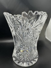 Lead Crystal Cut Glass Vase 17cm X 13cm Diameter Heavy