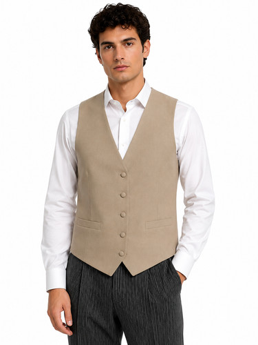 Beige wool waistcoat buff - wool,