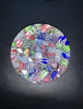19c Baccarat Glass Paper Weight Colourful Ribbon And Macedonia Scramble