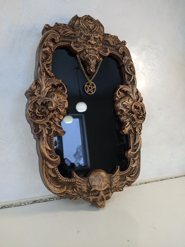 Black mirror wooden - mirror, wall