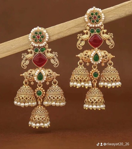 Premium golden jhumka earrings - premium,