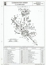 AUTOBIANCHI A112 ABARTH WEBER 32DMTR38/250 CARB. ORIG. 1977 PARTS LIST (I TEXT)