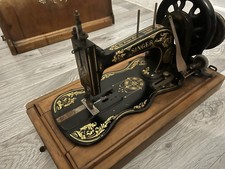 Antique Singer 12K New Family Hand Crank Sewing Machine – Floral Decals vintage 