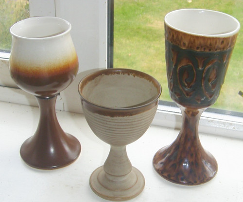 Vintage art pottery goblets - vintage,