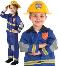 Girls Boys Kids Firefighter Fireman Fire Man Uniform Fancy Dress Costume age 3-8