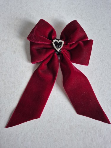 Large red velvet hair bow - velvet, with