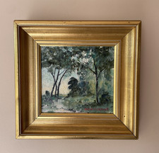 Vintage miniature Swedish original  oil painting signed & framed landscape