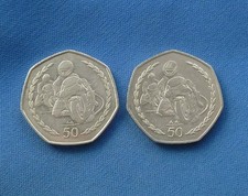 2x ISLE OF MAN 50p COINS  1997 TT Motorcycles Races