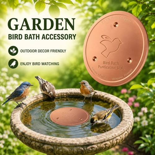Bird bath copper disk - bird,