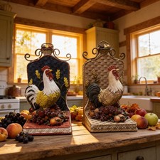 Vintage Rooster Bookends Resin