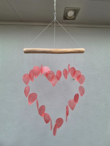 Natural shell red heart wind - red,