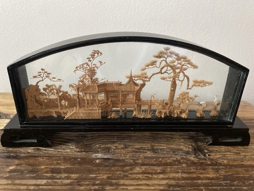 Vintage chinese cork diorama - vintage,