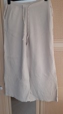 Wide Leg Cream Crinkle Fabric