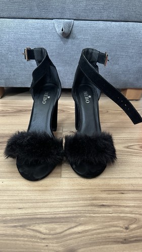 Black faux suede fur fluffy - faux,