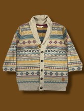 Cosy Tokyo Laundry Men’s Byte Pattern Cardigan Cropped Sleeve Size XL  Grey