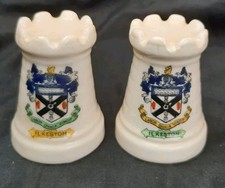 2 x Vintage Swan China Crested Rook Castle Chess piece Ilkeston