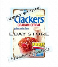 1970s Clackers graham cracker flavor cereal metal tin sign retro garage signs