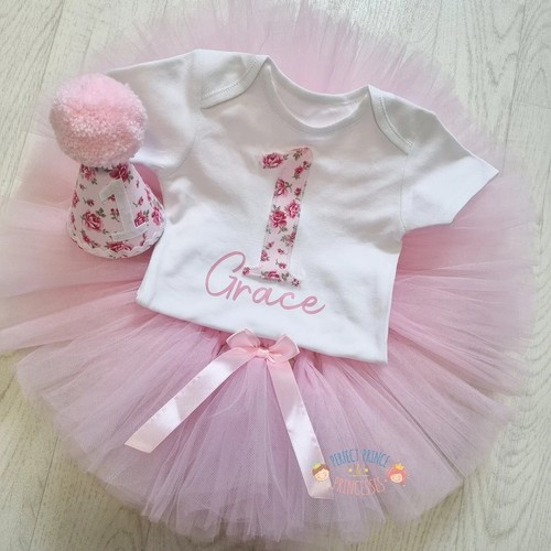 Pink floral baby girls tutu