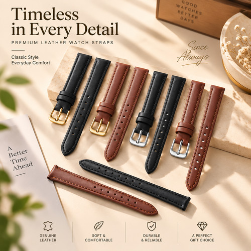 Leather watch strap - 18mm, 20mm