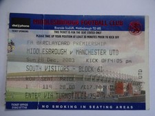 2003/04 Premier League Middlesbrough v Manchester United Ticket Stub