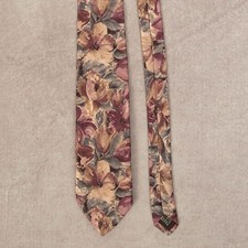 Vintage 1990s Floral Print Tie Purple Van Heusen