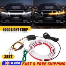 2PCS Amber White LED Daytime Running Strip Flexible Dynamic Car LED Hood Light