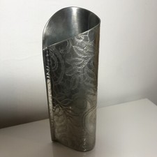 Pewter vase etched floral