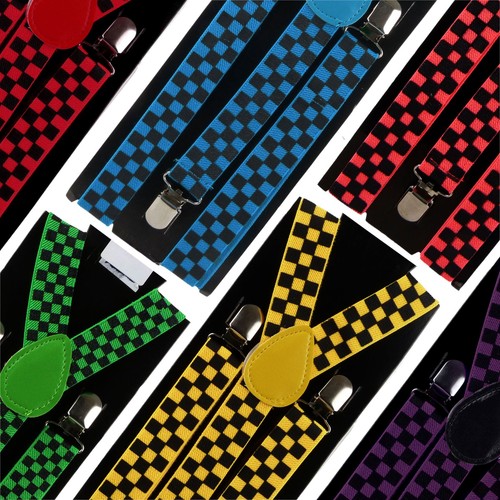 Retro chequered braces - retro,