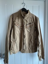 Tom Wolfe Denim Jacket Mens XL Beige Used Excellent Condition