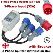 For MCB 3 PHASE SPLITTER DISTRIBUTION BOX-32A to 3x 16A AMP 3 PIN Single Phase