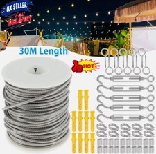 Garden Wire Rope Kit 30M Stainless Steel Cable Wire Rope Catenary Wire Kit New