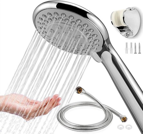 Chrome shower head and - head,