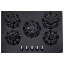 SIA 70cm 5 Burner Black Glass