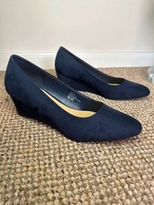 Papaya Navy Faux Suede Wedge Court Shoes Size  UK 7– Elegant Office