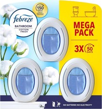 Febreze Bathroom Air Freshener Cotton Triple Pack Odour Eliminator Home Scent