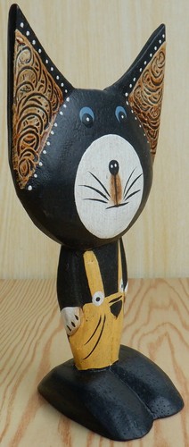 Wooden cat kitten ornament - kitten,